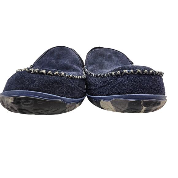LL Bean Men's Mountain Slippers Carbon Navy Suede Fleece-Lined Size 10 - Picture 2 of 8
